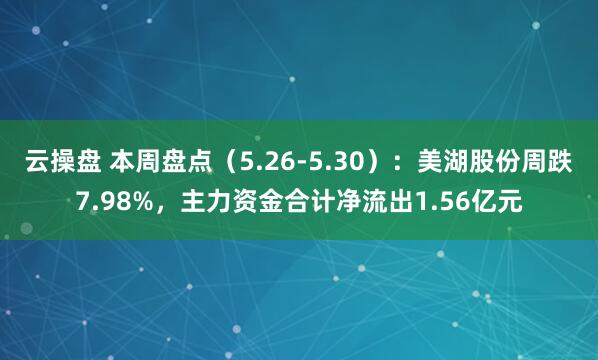 云操盘 本周盘点（5.26-5.30）：美湖股份周跌7.98%，主力资金合计净流出1.56亿元
