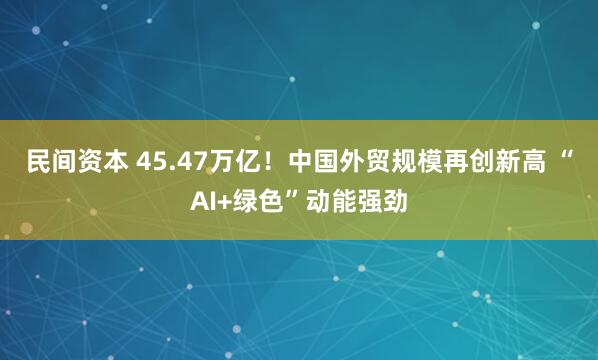 民间资本 45.47万亿！中国外贸规模再创新高 “AI+绿色”动能强劲